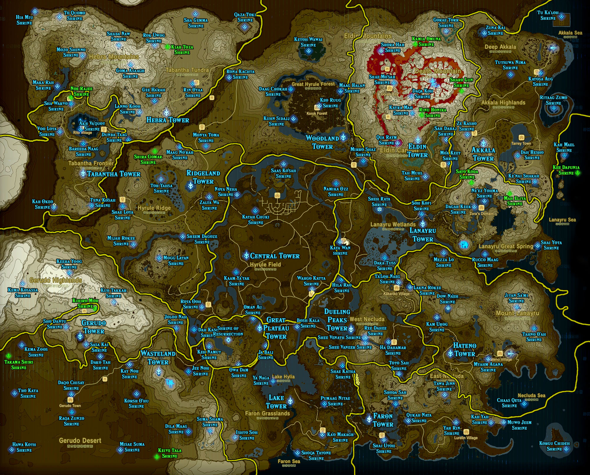 Tempel kaart van hyrule breath of the wild zelda fans nederland